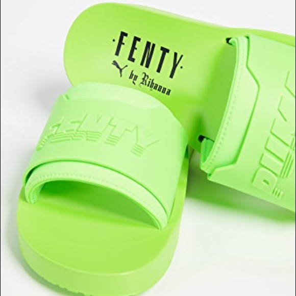 Lime green puma slides Clearance
